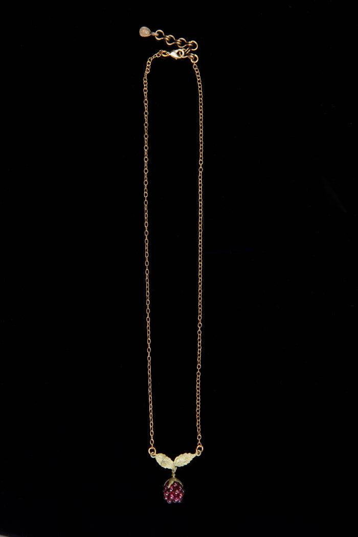 Raspberry Dainty Chain Pendant - 16" Adj.