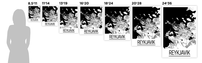 Reykjavik Map Poster - iceland Map Print - Art Deco Series