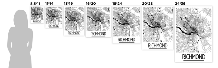 Richmond Map Poster - usa Map Print - Art Deco Series