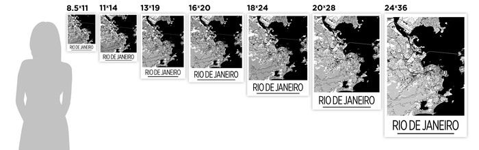 Rio de Janeiro Map Poster - brazil Map Print - Art Deco Series