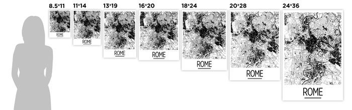 Rome Map Poster - italy Map Print - Art Deco Series