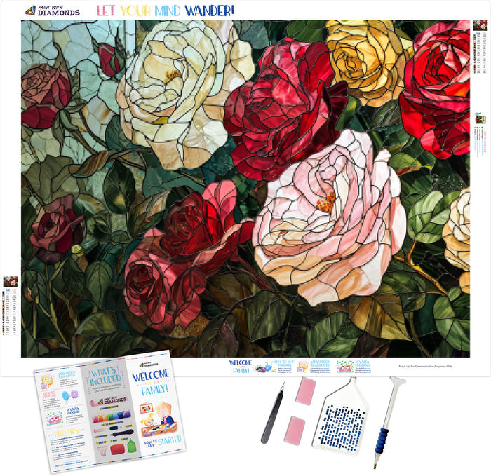 Rose Garden Splendor Stained Glass