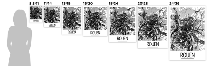 Rouen Map Poster - france Map Print - Art Deco Series