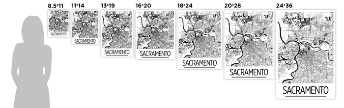Sacramento Map Poster - usa Map Print - Art Deco Series