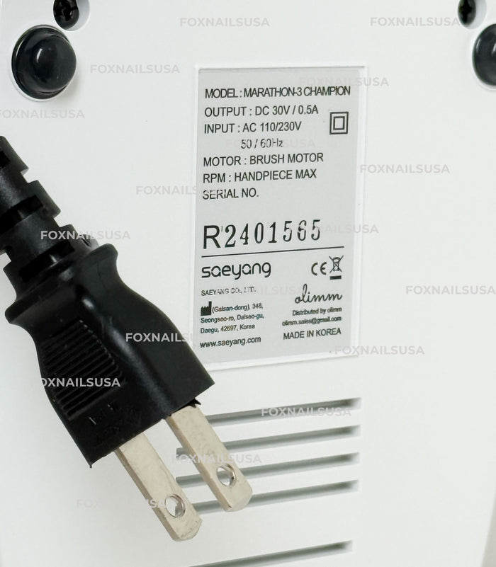 Saeyang Marathon Champion 3 White + H35SP1 35k RPM — Original E-File Nail Drill Machine Drill machine Saeyang