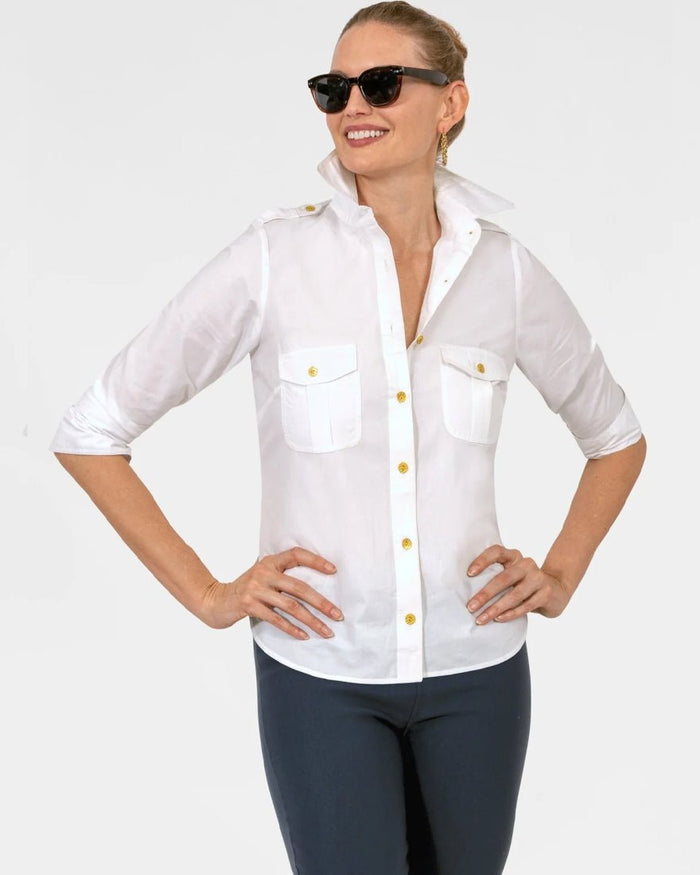 Gretchen Scott - Safari Boyfriend Shirt - White