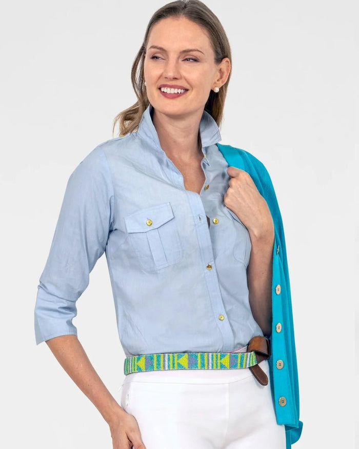 Gretchen Scott - Safari Boyfriend Shirt - Periwinkle