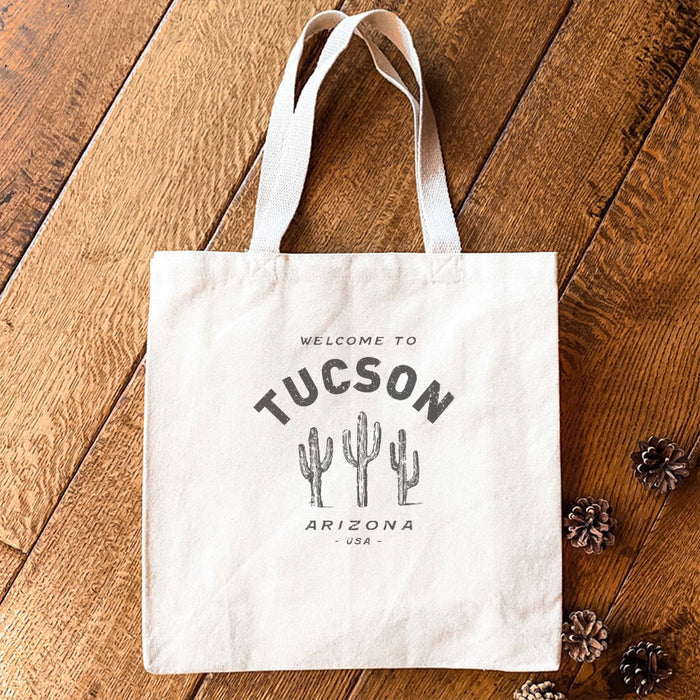Saguaro Cactus w/ City, State - Custom Canvas Tote Bag