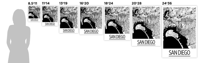San Diego Map Poster - usa Map Print - Art Deco Series