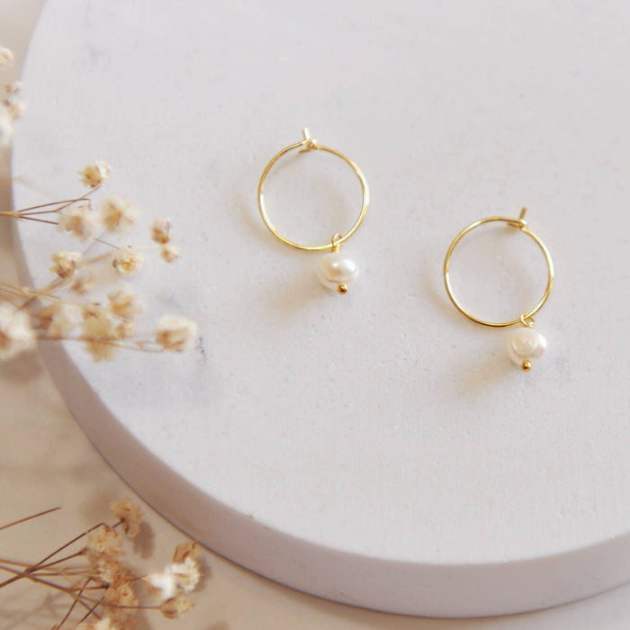 Saylor Fresh Water Pearl Hoop Earrings