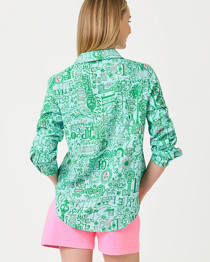 Lilly Pulitzer - Sea View Button Down Top - Bunny Blue Key West Destination