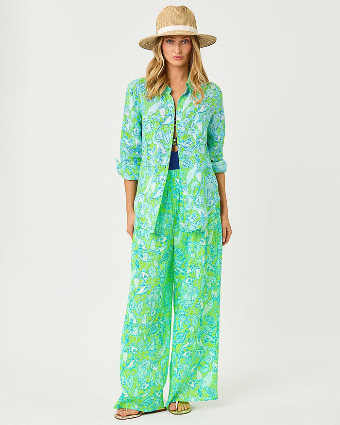 Lilly Pulitzer - Sea View Button Down Top - Day Dream Blue Throw Me A Line