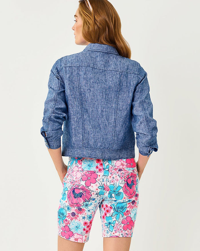 Lilly Pulitzer - Seaspray Linen Jacket - Starlight Navy X Resort White