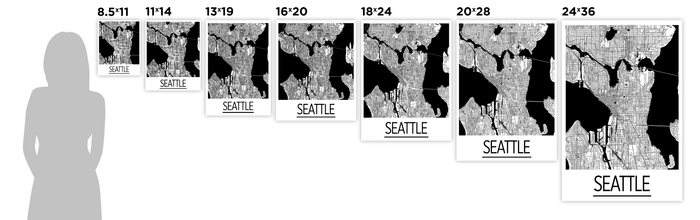 Seattle Map Poster - usa Map Print - Art Deco Series