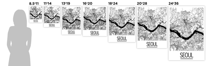 Seoul Map Poster - south korea Map Print - Art Deco Series