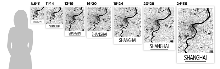 Shanghai Map Poster - china Map Print - Art Deco Series