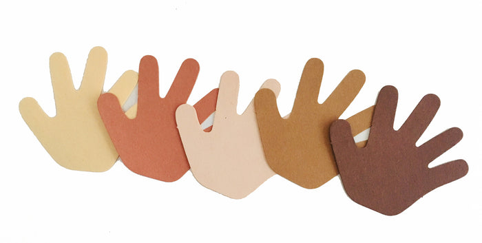 Small Hand Paper Cut-Outs - Multicultural Skin Tones - Creative Shapes Etc.