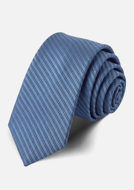 Slate Blue Ribbed Stripe Tie - SARTORO