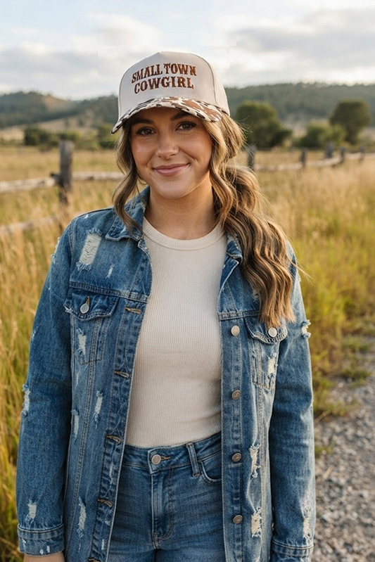 'Small Town Cowgirl" Ball Cap-Cute-Trendy-Shop-Womens-Boutique-Clothing-Store