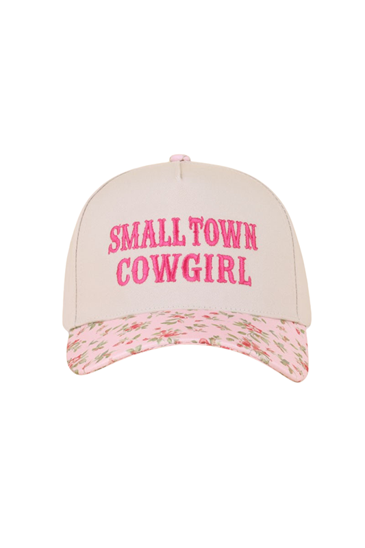 'Small Town Cowgirl" Ball Cap-Floral-Cute-Trendy-Shop-Womens-Boutique-Clothing-Store