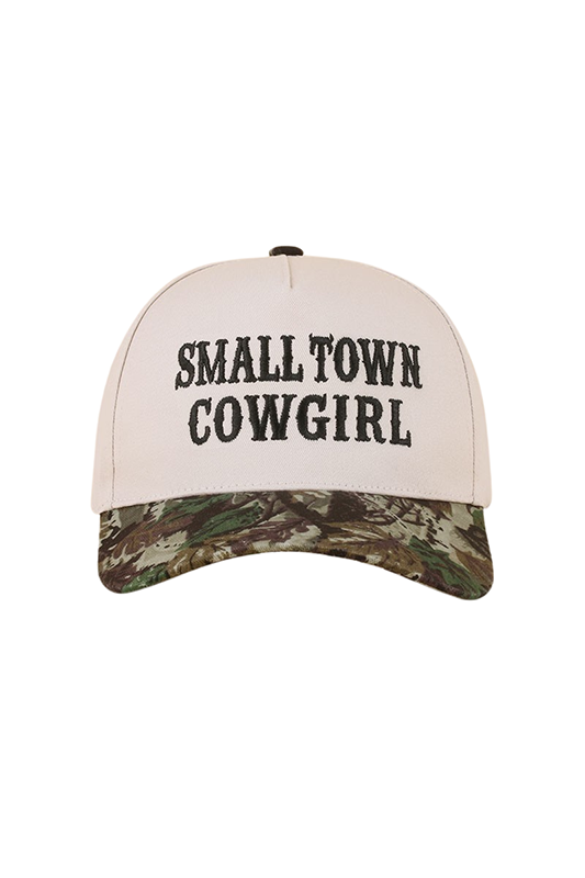 'Small Town Cowgirl" Ball Cap-Camo-Cute-Trendy-Shop-Womens-Boutique-Clothing-Store