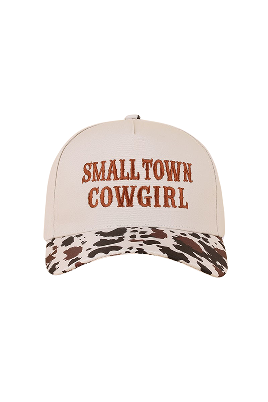 'Small Town Cowgirl" Ball Cap-Cow-Cute-Trendy-Shop-Womens-Boutique-Clothing-Store