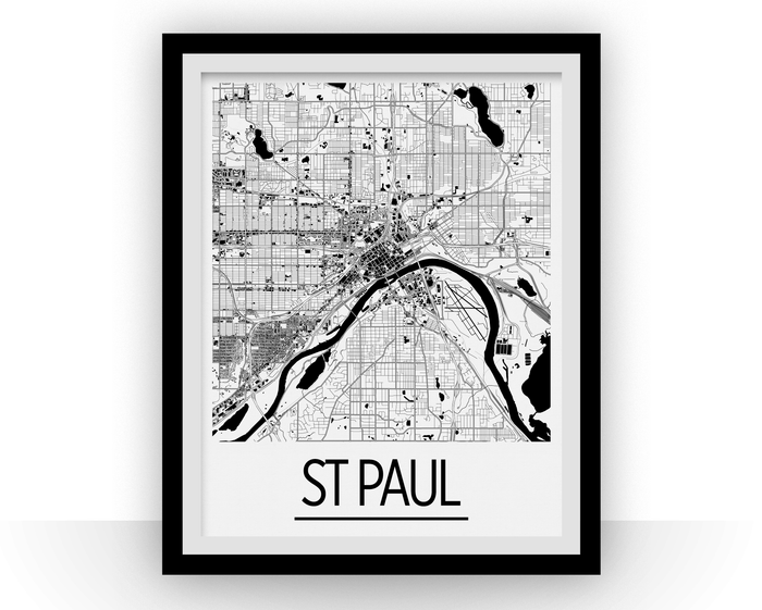 St Paul Map Poster - usa Map Print - Art Deco Series