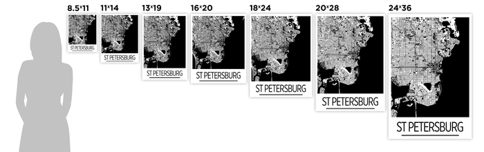 St Petersburg Map Poster - usa Map Print - Art Deco Series