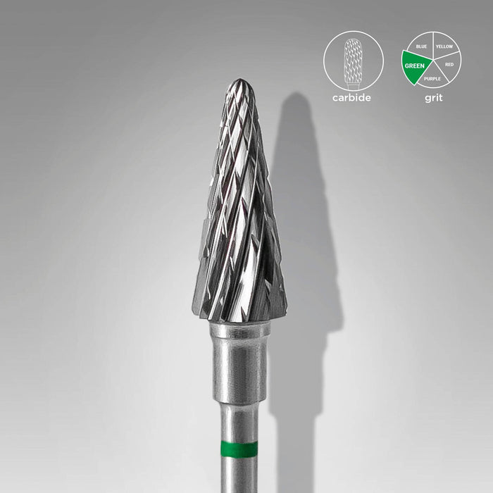 Staleks Carbide nail drill bit "cone" green, 6 mm Drill Bit Staleks
