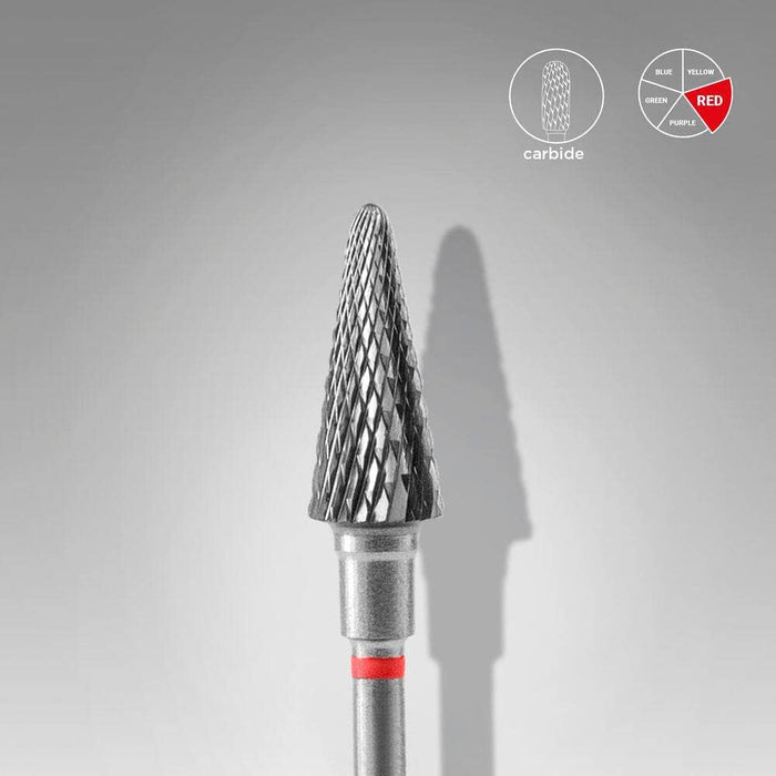 Staleks Carbide nail drill bit "cone" red, 6 mm Drill Bit Staleks
