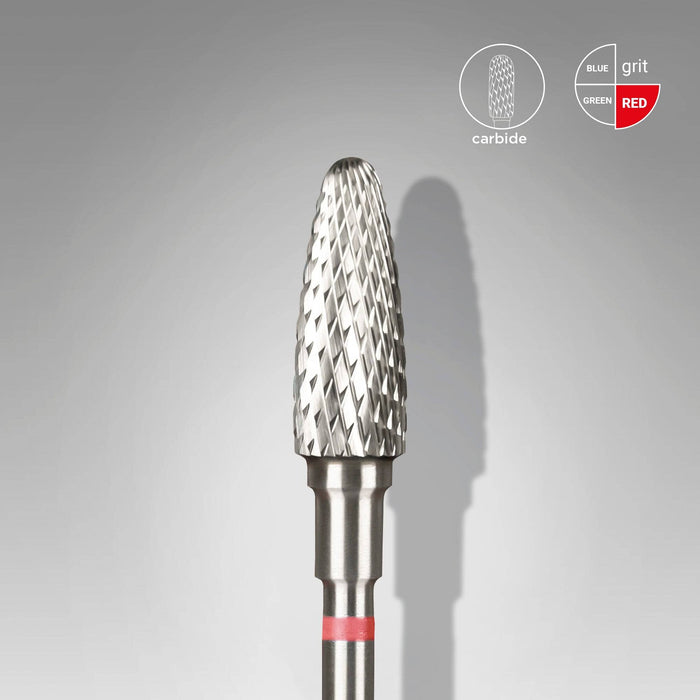Staleks Carbide nail drill bit "corn" red, 5 mm Drill Bit Staleks