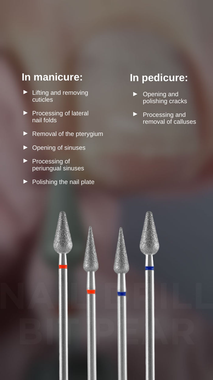Staleks Diamond nail drill bit "pear" blue, 4 mm Drill Bit Staleks