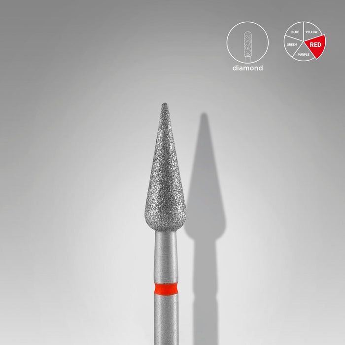 Staleks Diamond nail drill bit "pear" red, 4 mm Drill Bit Staleks
