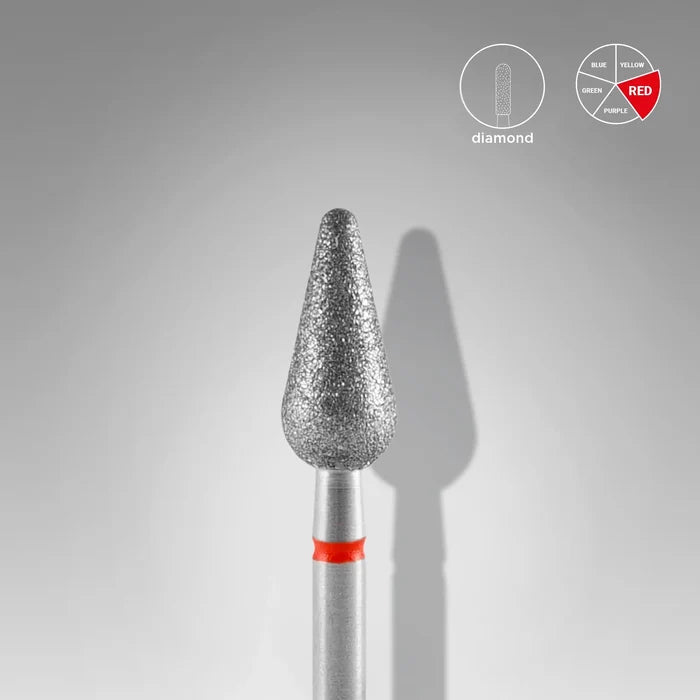Staleks Diamond nail drill bit "pear" red, 5 mm Drill Bit Staleks