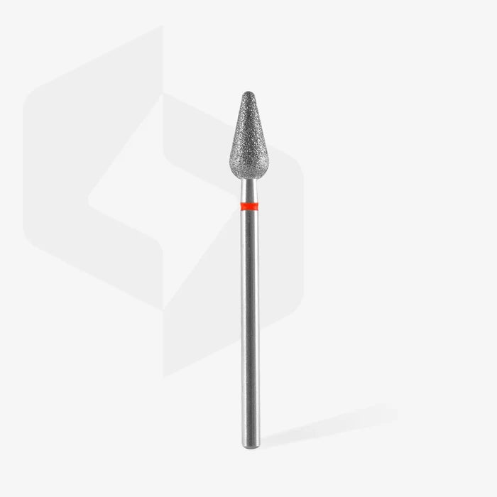 Staleks Diamond nail drill bit "pear" red, 5 mm Drill Bit Staleks