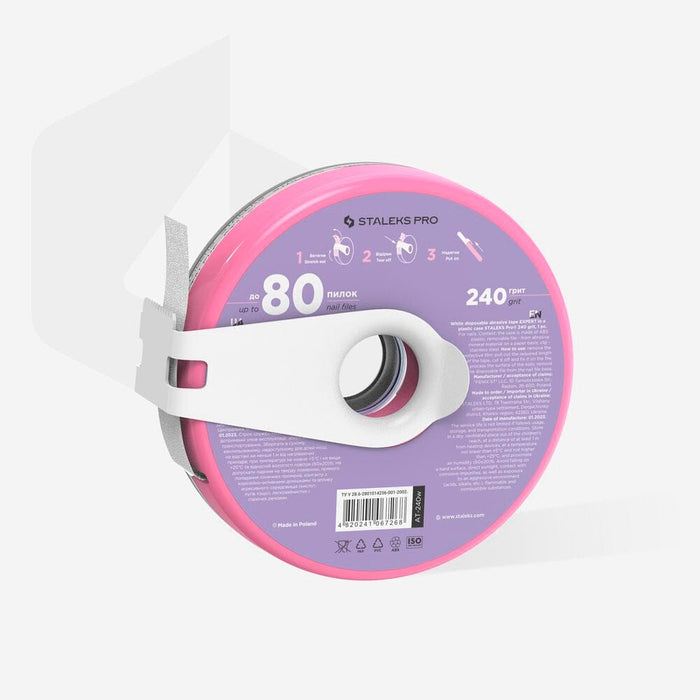 Staleks Disposable Adhesive white abrasive tape EXPERT 240 grit in a plastic case Nail file Staleks