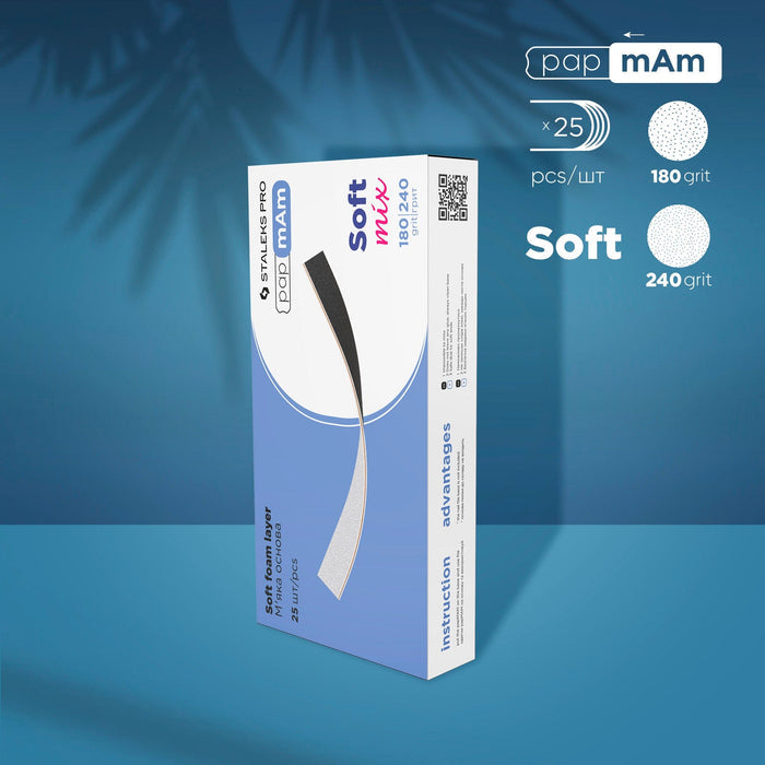 Staleks Disposable double-sided files papmAm Mix (180/240 grit, soft foam layer, 25 pcs) Nail file Staleks