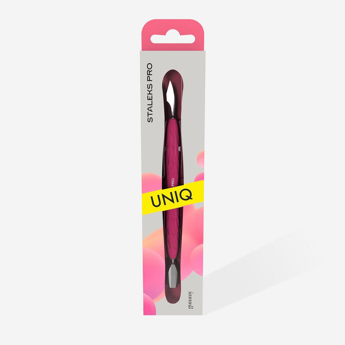 Staleks Manicure pusher with silicone handle “Gummy” UNIQ 10 TYPE 3 (narrow rounded pusher + hatchet) Cuticle Pusher Staleks