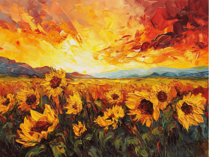 Sunflower Field at Sunset