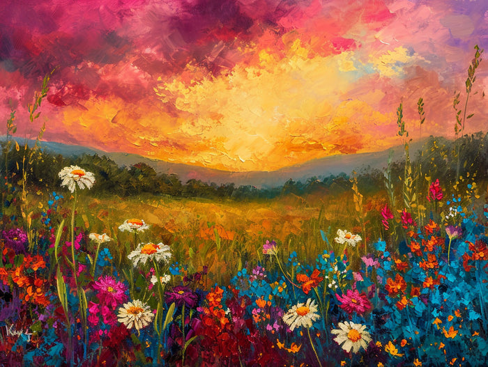 Sunset Meadow Vibrant Landscape