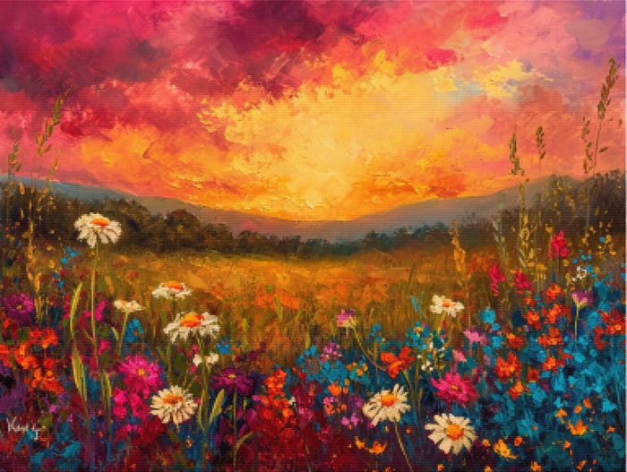 Sunset Meadow Vibrant Landscape
