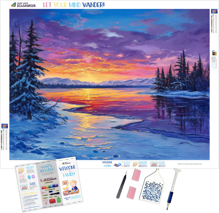 Sunset Over a Frozen Lake