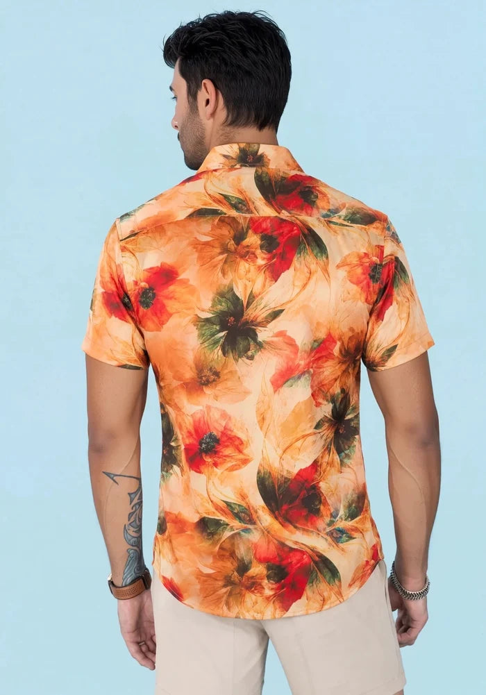 Sunset Poppy Silk Shirt - SARTORO
