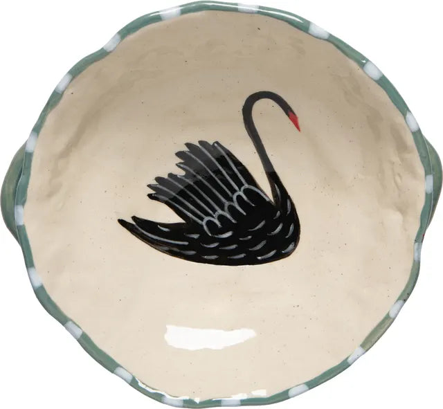Swan Song Hand Painted Footed Bowl