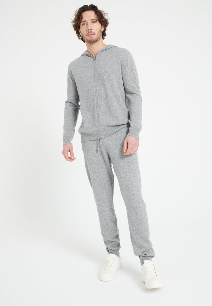 LUKE 6 Sweat à capuche zippé en cachemire gris clair
