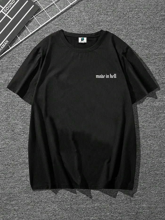 SXV Letter Graphic Lounge made in hell t-shirt