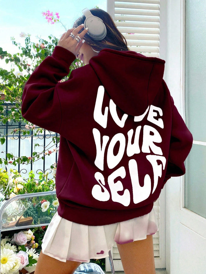 SXV  'love yourself’ Printed Cool Aesthetic Sweatshirt Hoodie