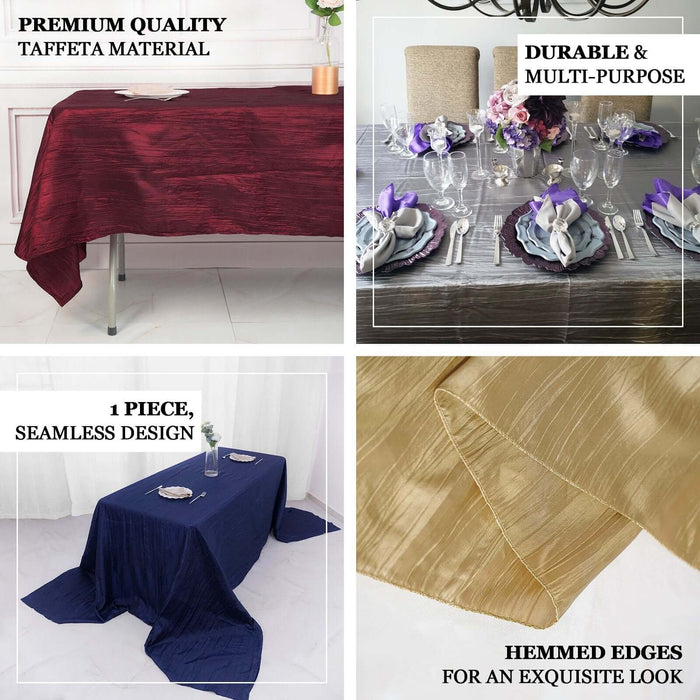 Premium quality taffeta tablecloths in various colors and designs for elegant dining.