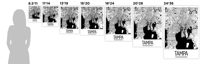 Tampa Map Poster - usa Map Print - Art Deco Series
