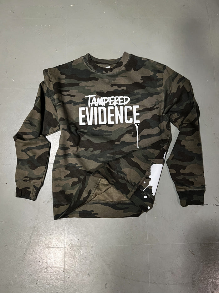 "Tampered Evidence" Camo Crew Neck